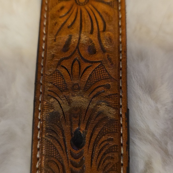 Ariat Western Brown Tooled Leather Belt with Silver Buckle Womens OS 38" - Picture 11 of 11